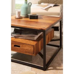Rootz Modern sofabord - Firkantet bord - Opbevaringsplads - Metalstel - 60 cm x 60 cm x 40 cm