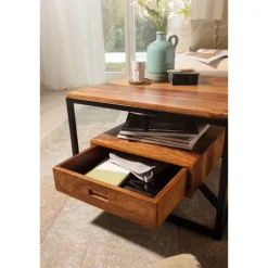 Rootz Modern sofabord - Firkantet bord - Opbevaringsplads - Metalstel - 60 cm x 60 cm x 40 cm