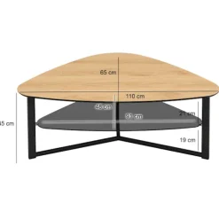 Rootz Modern sofabord - Retro nyreform - Stilfulde store sofaborde - Brunt udseende - Rigelig opbevaring - 110 cm x 65 cm x 45 cm