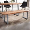 Rootz Modern spisestuebænk - massiv træbænk - trækantssæde - håndlavet - trapezformede metalben - akacietræ - 160 cm x 40 cm x 45,5 cm