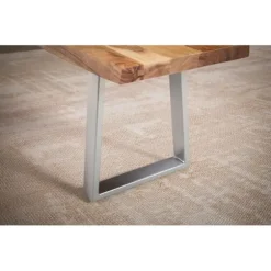 Rootz Modern spisestuebænk - massiv træbænk - trækantssæde - håndlavet - trapezformede metalben - akacietræ - 160 cm x 40 cm x 45,5 cm
