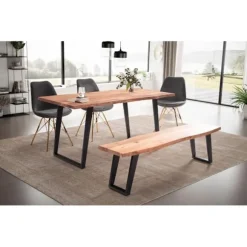 Rootz Modern spisestuebord - massivt træbord - Live Edge-bord - Naturligt trækorn - Håndlavet - 180 cm x 90 cm x 76 cm