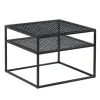 Rootz Modern Square Sofabord - Elegant gennemsigtig top - Stilfuldt gitterdesign - Kompakt og rummeligt - 60 cm x 60 cm x 45 cm