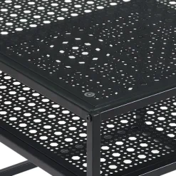 Rootz Modern Square Sofabord - Elegant gennemsigtig top - Stilfuldt gitterdesign - Kompakt og rummeligt - 60 cm x 60 cm x 45 cm