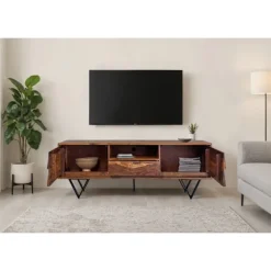 Rootz Modern TV Lowboard - Underholdningskonsol - Mediestativ - Industriel stil - 160 cm x 56 cm x 35 cm