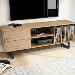 Rootz Modern TV Underskab - TV Stand - Eg Dekoration - Rektangulær opbevaring - Rummelig - Organiseret - 150cm x 55cm x 40cm