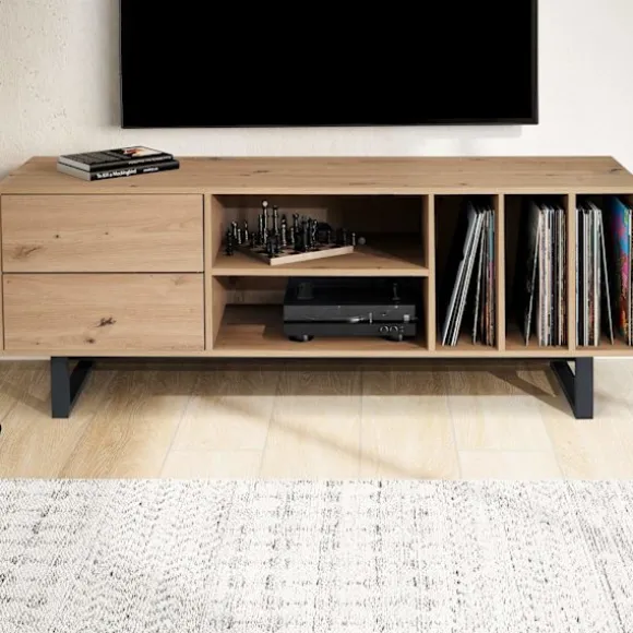 Rootz Modern TV Underskab - TV Stand - Eg Dekoration - Rektangulær opbevaring - Rummelig - Organiseret - 150cm x 55cm x 40cm