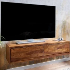 Rootz Modern TV Underskab - Lowboard - Underholdningscenter - Håndlavet - Sheesham Wood - 108cm x 25cm x 34cm - Fjernbetjeningsopbevaring - Rummelige | Fyndiq