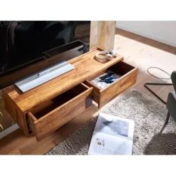 Rootz Modern TV Underskab - Lowboard - Underholdningscenter - Håndlavet - Sheesham Wood - 108cm x 25cm x 34cm - Fjernbetjeningsopbevaring - Rummelige | Fyndiq