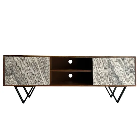 Rootz Modern TV-enhed - Mediekonsol - Underholdningsstativ - Rigelig opbevaring - 150 cm x 56 cm x 35 cm - Hvide 3D stendøre