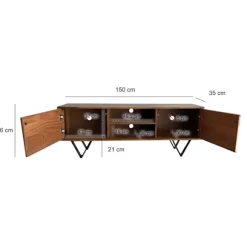 Rootz Modern TV-enhed - Mediekonsol - Underholdningsstativ - Rigelig opbevaring - 150 cm x 56 cm x 35 cm - Hvide 3D stendøre