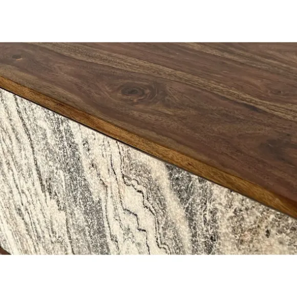 Rootz Modern TV-enhed - Mediekonsol - Underholdningsstativ - Rigelig opbevaring - 150 cm x 56 cm x 35 cm - Hvide 3D stendøre