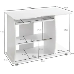 Rootz moderne computerbord med pc-hylde - Tidløst design - Opbevaringsmuligheder - Afrundede 3D-hjørner - 90 cm x 71 cm x 50 cm