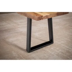 Rootz moderne design spisestuebænk - træbænk - trækantsæde - udtryk for trækorn - trapezformede metalben - 180 cm x 40 cm x 45,5 cm