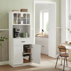 Rootz Moderne køkkenskab - Hvidt skab - Justerbare hylder - MDF spånplade - 41,5 cm x 73 cm x 179,8 cm - Stort opbevaringsrum - 42,5 kg