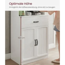 Rootz Moderne køkkenskab - Hvidt skab - Justerbare hylder - MDF spånplade - 41,5 cm x 73 cm x 179,8 cm - Stort opbevaringsrum - 42,5 kg