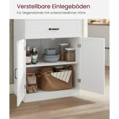 Rootz Moderne køkkenskab - Hvidt skab - Justerbare hylder - MDF spånplade - 41,5 cm x 73 cm x 179,8 cm - Stort opbevaringsrum - 42,5 kg