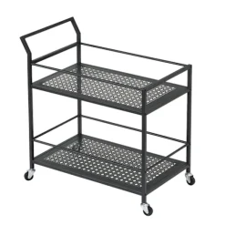 Rootz Moderne serveringsvogn - Barvogn - Tevogn - Elegant gitter - Alsidig værktøj - 79 cm x 45 cm x 83 cm - Sort