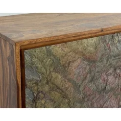 Rootz moderne skænk - Stilfuldt opbevaringsskab - 3D-døre i stenlook - Håndlavet unikt design - 150 cm x 55 cm x 40 cm