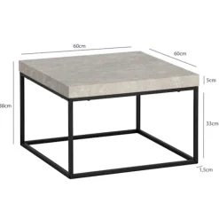 Rootz Moderne sofabord - Accent Bord - Stue Bord - Matte sten Look Top - Anti -Slip Pads - 60 cm x 60 cm x 38 cm