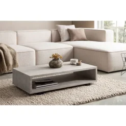 Rootz Moderne sofabord - Mat Stone Look - Open Storage - Scratch -Proof Design - 100 cm x 50 cm x 25 cm