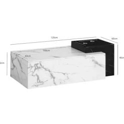 Rootz Moderne sofabord - Matt White Look - 2 Niveauopbevaring - Ekstra plads til tilbehør - 120 cm x 60 cm x 40 cm