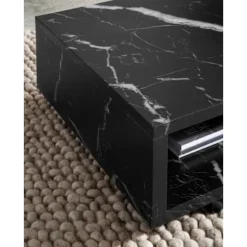 Rootz Moderne sofabord - marmorudseende - Åben opbevaring - Anti -slip puder - 100 cm x 50 cm x 25 cm
