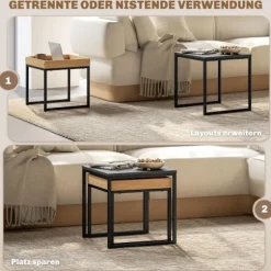 Rootz Moderne sofabordsæt - sofaborde - sideborde - holdbart MDF -stål - 45x45x45cm & 40x40x40cm