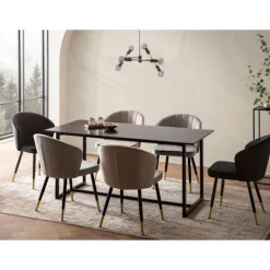 Rootz Moderne spisebord - Lille spisebord - rektangulært bord - sort look - sæder 6 - 120 cm x 60 cm x 76 cm