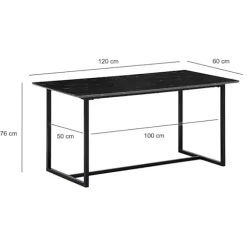 Rootz Moderne spisebord - Lille spisebord - rektangulært bord - sort look - sæder 6 - 120 cm x 60 cm x 76 cm