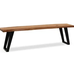 Rootz moderne spisestuebænk - træbænk - live kantbænk - akacietræ - U-formede metalben - 140 cm x 40 cm x 45,5 cm
