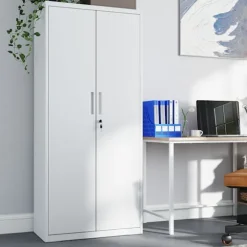 Rootz Multi -Purpose File Cabinet - Storage Cabinet - Powder -Coated Steel - Holdable - 40x80x180cm - Matt White