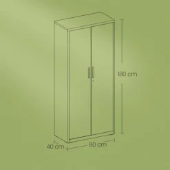 Rootz Multi -Purpose File Cabinet - Storage Cabinet - Powder -Coated Steel - Holdable - 40x80x180cm - Matt White