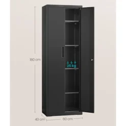 Rootz Multi -Purpose Storage Cabinet - Organizer - Shelving Unit - Høj belastningskapacitet - 40 cm x 60 cm x 180 cm