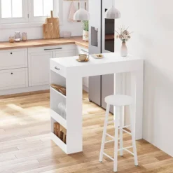 Rootz multifunktionelt barbord - Opbevaringsbord - Spisebord - Rummelig overflade - Integreret opbevaring - Robust konstruktion - 100cm x 100cm x 50cm | Fyndiq