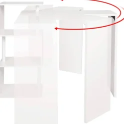 Rootz multifunktionelt roterende barbord - Opbevaringsbord - Drejeligt bord - Pladsbesparende - Rigelig opbevaring - Holdbar - 134cm x 112cm x 38cm
