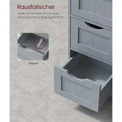 Rootz Mystical Grey Badeværelsesskab - Opbevaringsenhed - Organizer - MDF-materiale - 30 cm x 55 cm x 82 cm - Letvægts - Robust - Nem montering