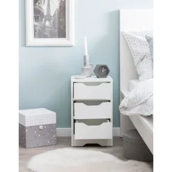 Rootz natkonsol 31x49x31 cm hvid mat med 3 skuffer - Hvidt sengebord med opbevaringsplads - Natbord Simple Modern - Natbord Klein - Natbord soveværels | Fyndiq