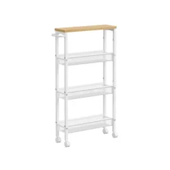 Rootz Oak White Trolleyvogn - Opbevaringsvogn - Rullevogn - Spånplade og stål - Letvægts - Nem montering - Pladsbesparende - 13 cm x 45,4 cm x 77 cm | Fyndiq