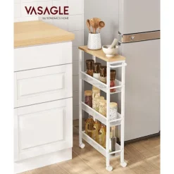 Rootz Oak White Trolleyvogn - Opbevaringsvogn - Rullevogn - Spånplade og stål - Letvægts - Nem montering - Pladsbesparende - 13 cm x 45,4 cm x 77 cm | Fyndiq