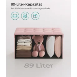 Rootz opbevaring osmannisk bænk - Pink fodskammel - Polstret sædekasse - Medium Density Fiberboard - 38cm x 76cm x 38cm - 25D skum