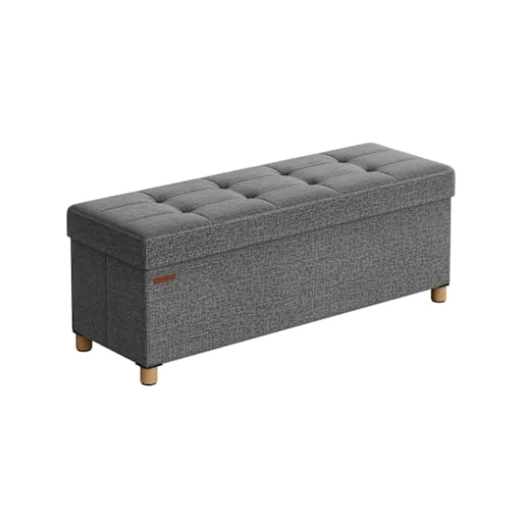 Rootz opbevaring osmannisk bænk - Mørkegrå osmannisk - Polstret bænk - Imiteret linned - Skumpolstring - MDF-ramme - 38 cm x 110 cm x 40 cm - 112 lite | Fyndiq
