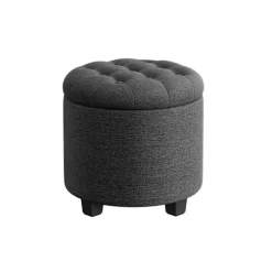 Rootz Opbevaring Ottoman - Fodstøttesæde - Pladsbesparende skammel - MDF-ramme - Linnedbetræk - 45 cm x 45 cm x 44,5 cm
