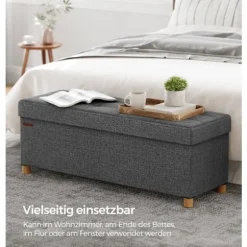 Rootz Opbevaringsbænk - Osmannisk - Sammenfoldelig Stol - Imiteret linned - Skum - MDF - 38 cm x 110 cm x 40 cm - 10 kg - 300 kg Kapacitet