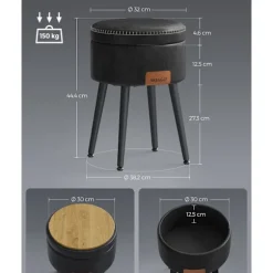 Rootz Opbevaringsbænk - Osmannisk - Fodskammel - Stålramme - Meget elastisk skum - PU-læder - Krydsfiner - 38,2 cm x 44,4 cm - Ø 32 cm Sæde - 3,3 kg - | Fyndiq