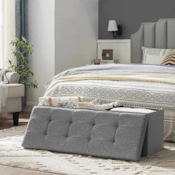 Rootz Opbevaringsbænk - Sædekiste - Ottoman - Linnedpolstring - MDF-konstruktion - 110 cm x 38 cm x 38 cm