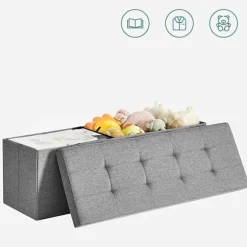 Rootz Opbevaringsbænk - Sædekiste - Ottoman - Linnedpolstring - MDF-konstruktion - 110 cm x 38 cm x 38 cm