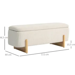 Rootz opbevaringsbænk med sædebryst og opbevaringsplads - Polstret bænk - Tæppeopbevaring - Åndbart stof - 111 cm x 44 cm x 44,5 cm