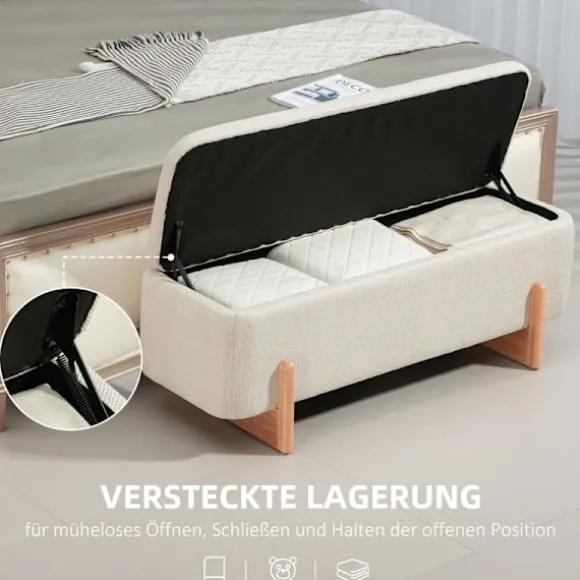 Rootz opbevaringsbænk med sædebryst og opbevaringsplads - Polstret bænk - Tæppeopbevaring - Åndbart stof - 111 cm x 44 cm x 44,5 cm