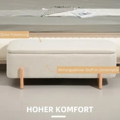 Rootz opbevaringsbænk med sædebryst og opbevaringsplads - Polstret bænk - Tæppeopbevaring - Åndbart stof - 111 cm x 44 cm x 44,5 cm